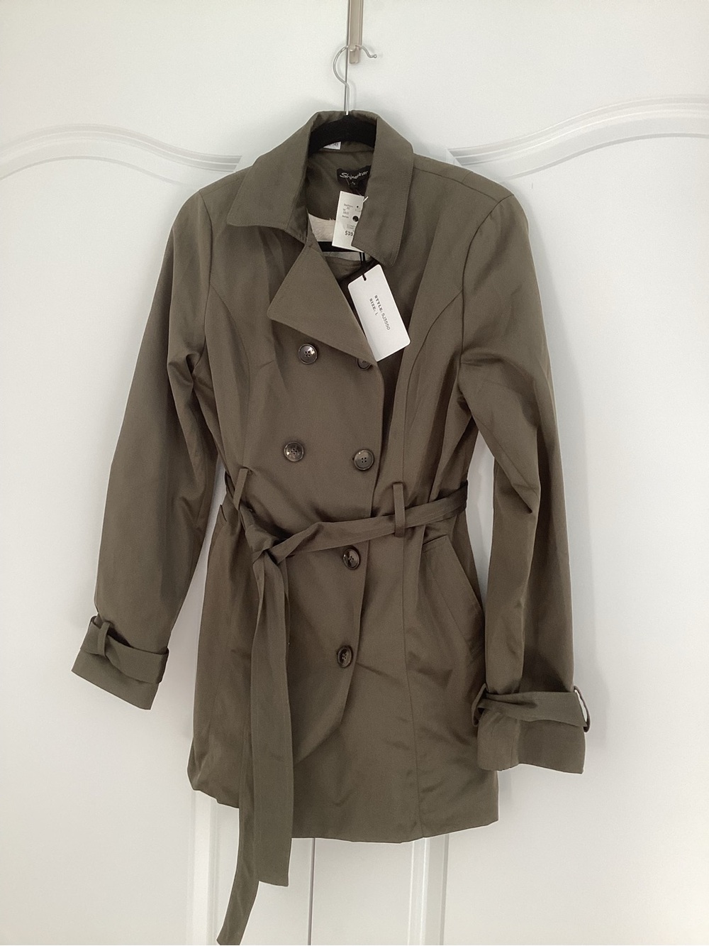 Shinestar Olive Trench Coat with Tie Waist